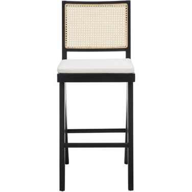 Colette Rattan Barstool In Black And Natural