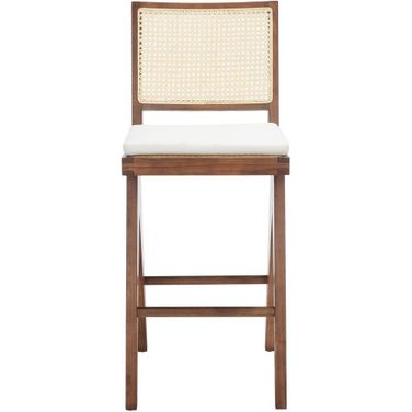 Colette Rattan Barstool In Walnut And Natural