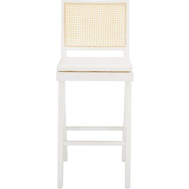 Colette Rattan Barstool In White And Natural