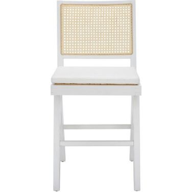 Colette Rattan Counter Stool In White And Natural