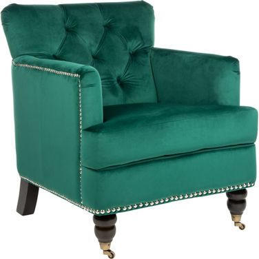 Colin Emerald and Espresso Tufted Club Chair