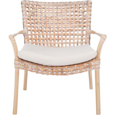 Collette Rattan Accent Chair with Cushion in White Wash