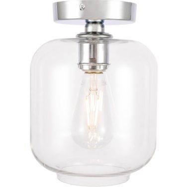 Collier 1 Light Chrome And Clear Glass Flush Mount