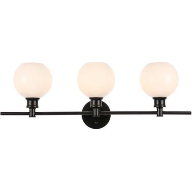 Collier 3 Light Black And Frosted White Glass Wall Sconce