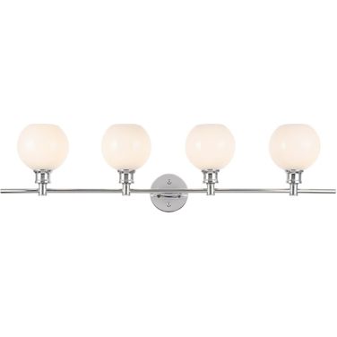 Collier 4 Light Chrome And Frosted White Glass Wall Sconce
