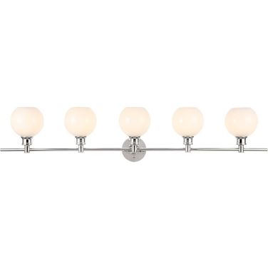 Collier 5 Light Chrome And Frosted White Glass Wall Sconce