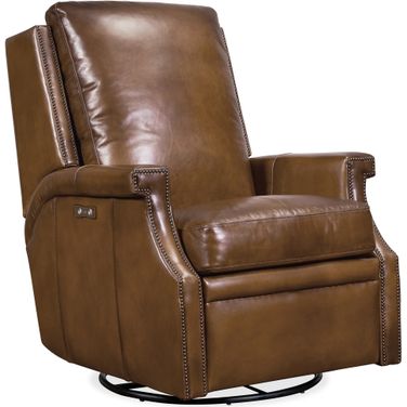 Collin Power Swivel Glider Brown Recliner