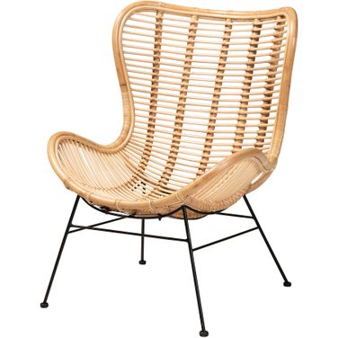 Colorado Rattan and Metal Accent Chair In Natural Brown