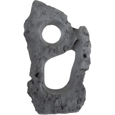 Colossal Two Holes Cast Stone Sculpture In Charcoal Stone