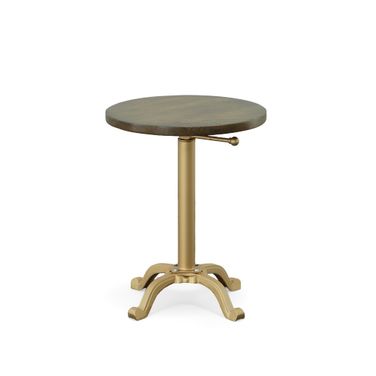 Colton Adjustable Vintage Table In Elm Top and Gold Base