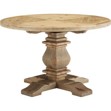 Column Brown 47 Inch Round Pine Wood Dining Table EEI-3491-BRN