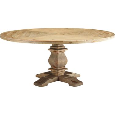Column Brown 71 Inch Round Pine Wood Dining Table EEI-3495-BRN