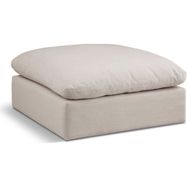 Comfy Linen Textured Fabric Modular Ottoman In Beige