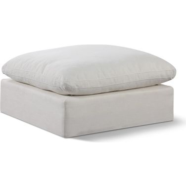 Comfy Linen Textured Fabric Modular Ottoman In Cream