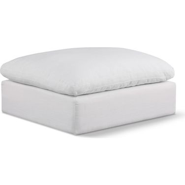 Comfy Linen Textured Fabric Modular Ottoman In White