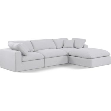 Comfy Linen Textured Fabric 4 Piece Modular Sectional In White