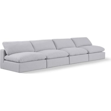 Comfy Linen Textured Fabric 4 Seater Modular Sofa In White