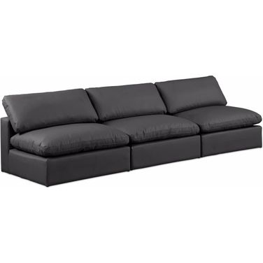 Comfy Vegan Leather 3 Seater Modular Sofa In Black
