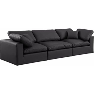 Comfy Vegan Leather 3 Seater Modular Sofa with Arm Support In Black