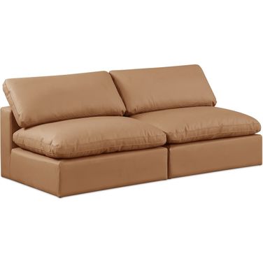 Comfy Vegan Leather 2 Seater Modular Sofa In Cognac
