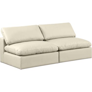 Comfy Vegan Leather 2 Seater Modular Sofa In Cream