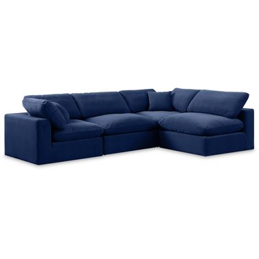 Comfy Velvet 4 Piece Modular Sectional In Navy