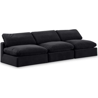 Comfy Velvet 3 Seater Modular Sofa In Black
