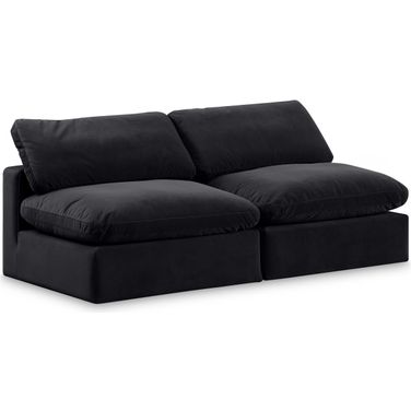 Comfy Velvet 2 Seater Modular Sofa In Black