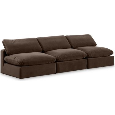 Comfy Velvet 3 Piece Modular Sofa In Brown and Espresso