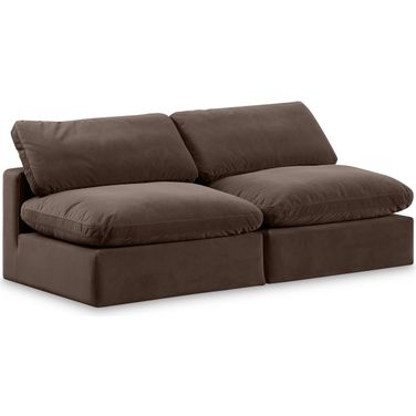 Comfy Velvet 2 Seater Modular Sofa In Brown