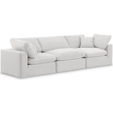 Comfy Velvet 3 Seater Modular Sofa with Arm Support In Cream