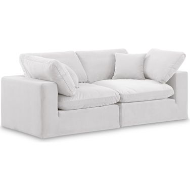 Comfy Velvet 2 Seater Modular Sofa with Arm Support In Cream