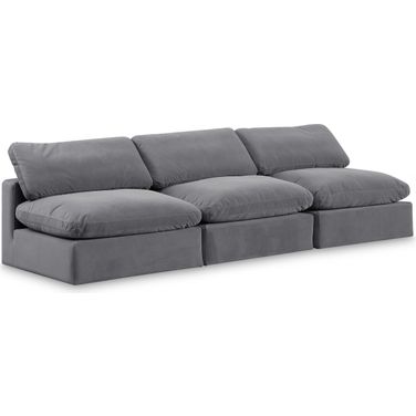 Comfy Velvet 3 Seater Modular Sofa In Grey