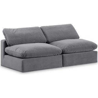 Comfy Velvet 2 Seater Modular Sofa In Grey