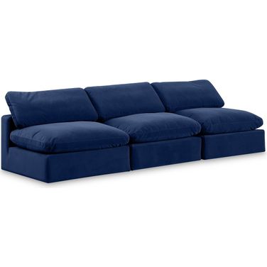 Comfy Velvet 3 Seater Modular Sofa In Navy