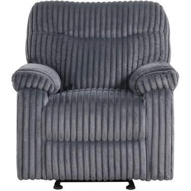 Comfy Wide Wale Corded Velvet Rocker Recliner in Gray