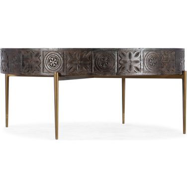 Commerce And Market Carved Round Cocktail Table