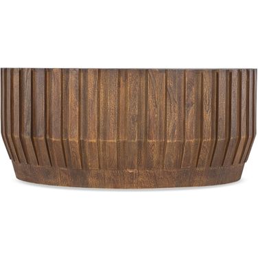 Commerce and Market Gears Round Cocktail Table In Medium Wood