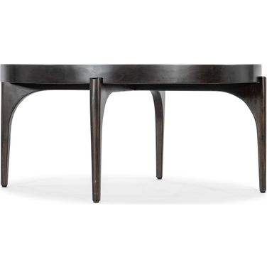 Commerce and Market Round Cocktail Table In Dark Wood