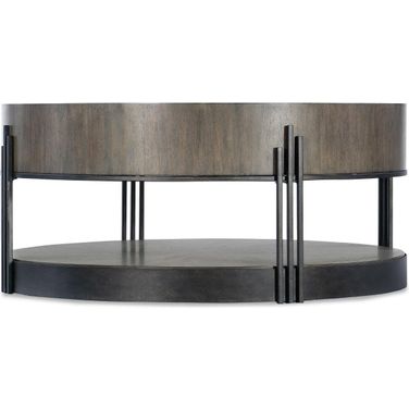 Commerce and Market Skyline Cocktail Table In Dark Wood