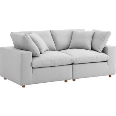 Commix Down Filled Overstuffed 2 Piece Sectional Sofa Set In Light Gray