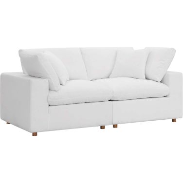 Commix Down Filled Overstuffed 2 Piece Sectional Sofa Set In White