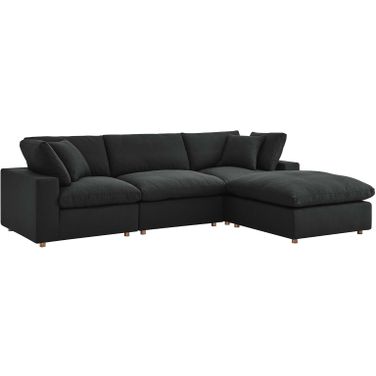 Commix Down Filled Overstuffed 4 Piece Sectional Sofa Set In Black EEI-3356-BLK