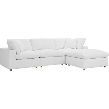 Commix Down Filled Overstuffed 4 Piece Sectional Sofa Set In White EEI-3356-PUW