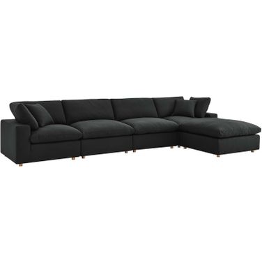 Commix Down Filled Overstuffed 5 Piece Sectional Sofa Set In Black