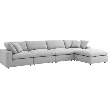 Commix Down Filled Overstuffed 5 Piece Sectional Sofa Set In Light Gray