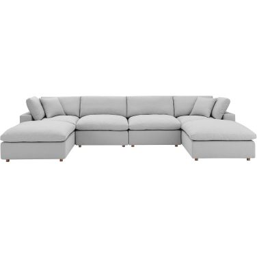 Commix Down Filled Overstuffed 6-Piece Sectional Sofa In Light Gray EEI-3362-LGR