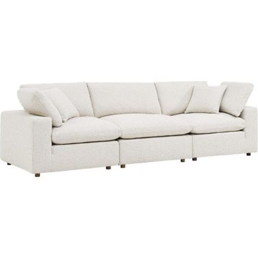 Commix Down Filled Overstuffed Boucle Fabric 3 Seater Sofa In Ivory