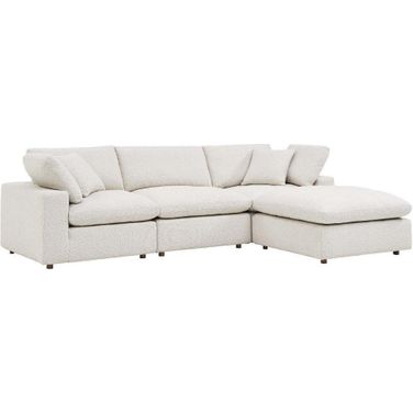 Commix Down Filled Overstuffed Boucle Fabric 4 Piece Sectional Sofa In Ivory