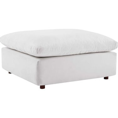 Commix Down Filled Overstuffed Performance Velvet Ottoman In White